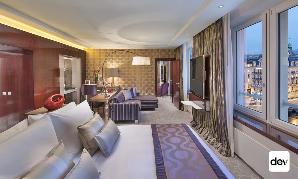 Hotel room interior with contemporary decor