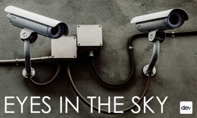 Security cameras on commercial building