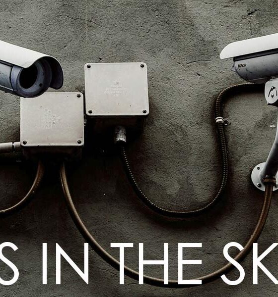 Security cameras on commercial building