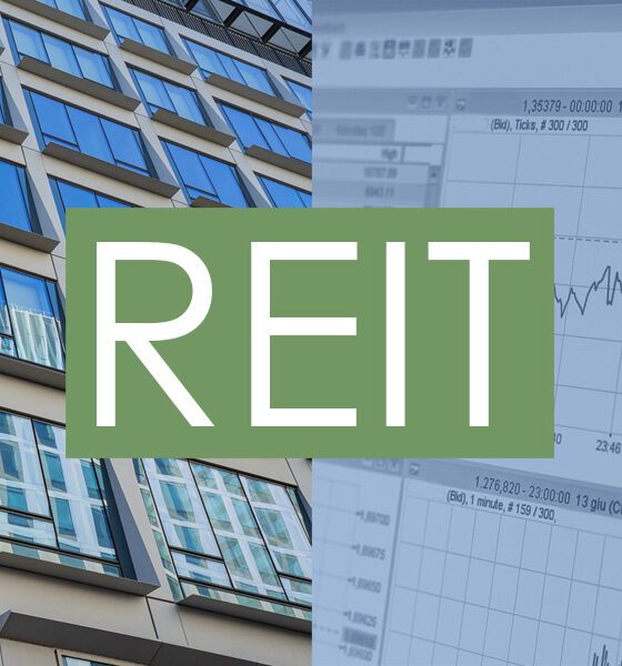 Image showing a building and financial chart about REIT