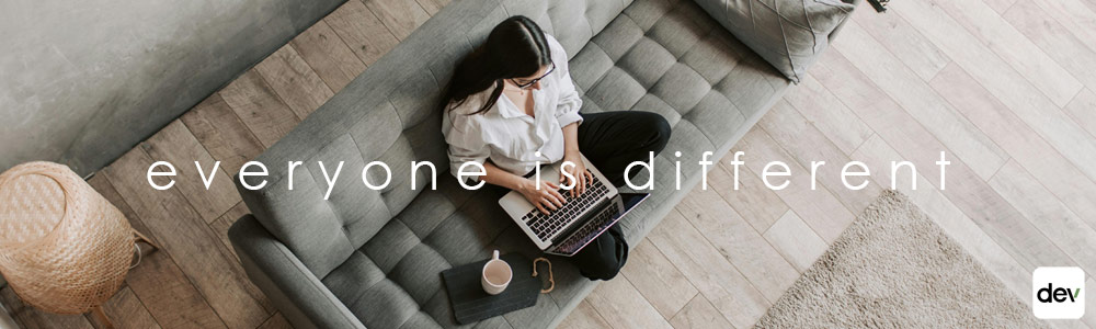 Lady with laptop working from home on couch