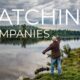 Fly fisherman and dog with title Catching Companies